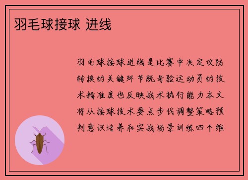羽毛球接球 进线